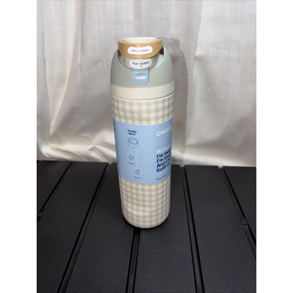 NWT 24oz Owala Plaid Check FreeSip Water Bottle Picnic Perfection- SEE PICS